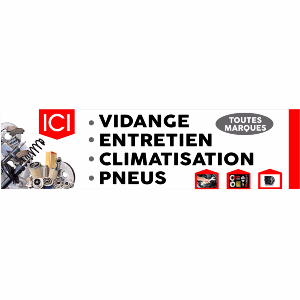 Banderole publicitaire ICI VIDANGE ENTRETIEN CLIMATISATION PNEUS